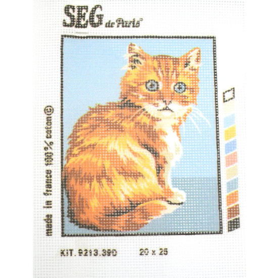 Kit petit point gato naranja