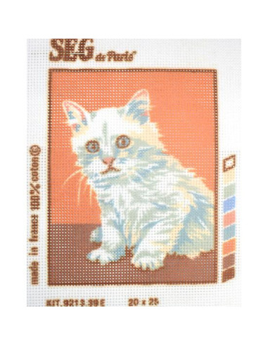 Kit petit point gato blanco