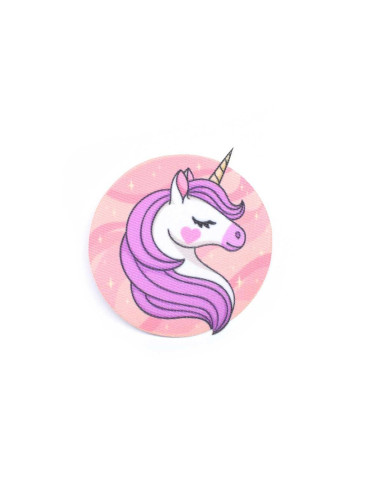 Aplicación unicornio pelo morado