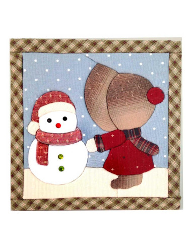 Set patchwork sin aguja muñeco de nieve