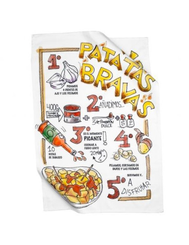 Paño cocina patatas bravas