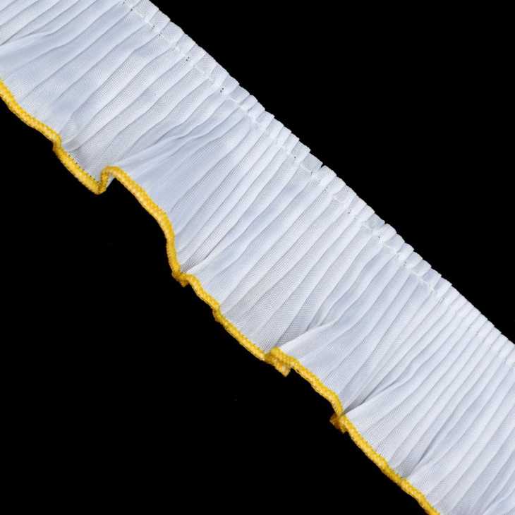 Volante plisado blanco, rulo de colores 40mm | Mercería Online Pontejo